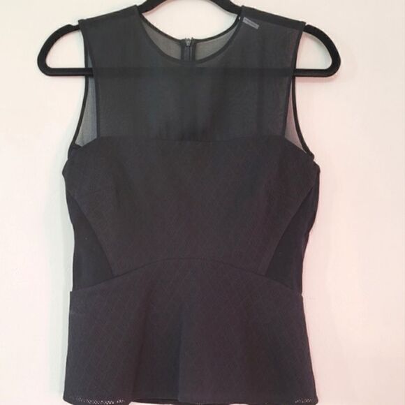SANDRO Paris black MeshPeplum top  size Small - Picture 5 of 15